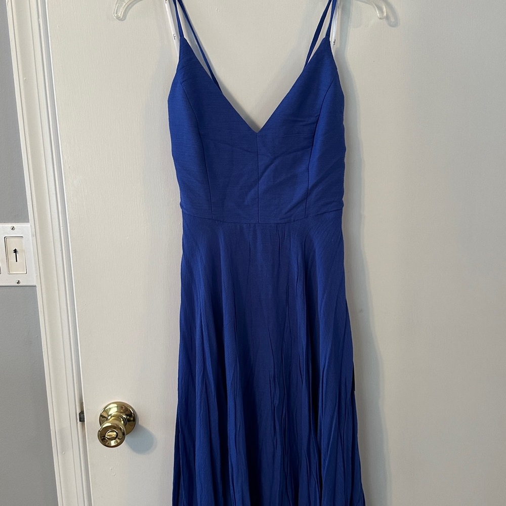 Elegant Blue Spaghetti Strap Dress